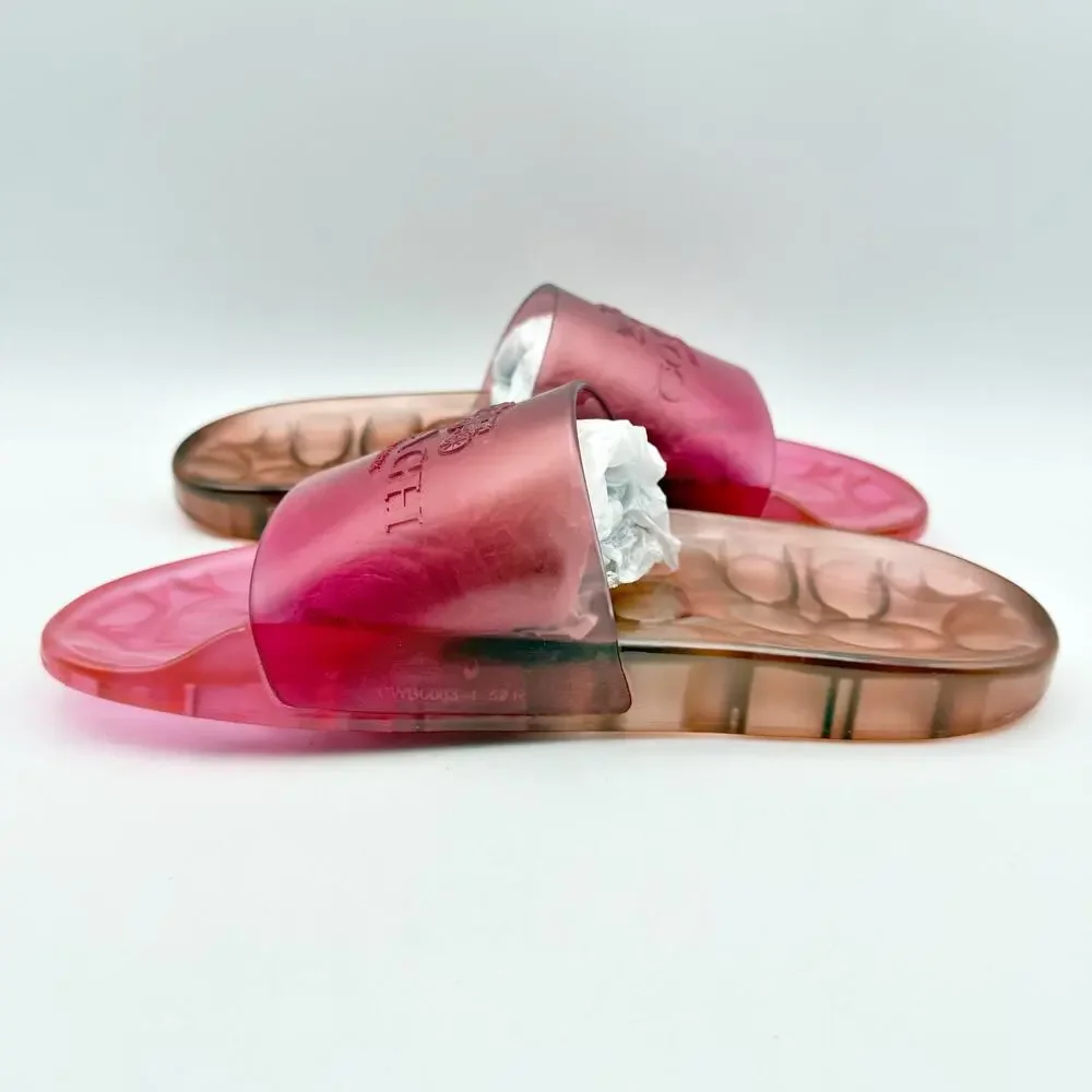 Coach Womens Ulyssa Jelly Slides Sandals Size 5 EU 35.5 Pink EUC